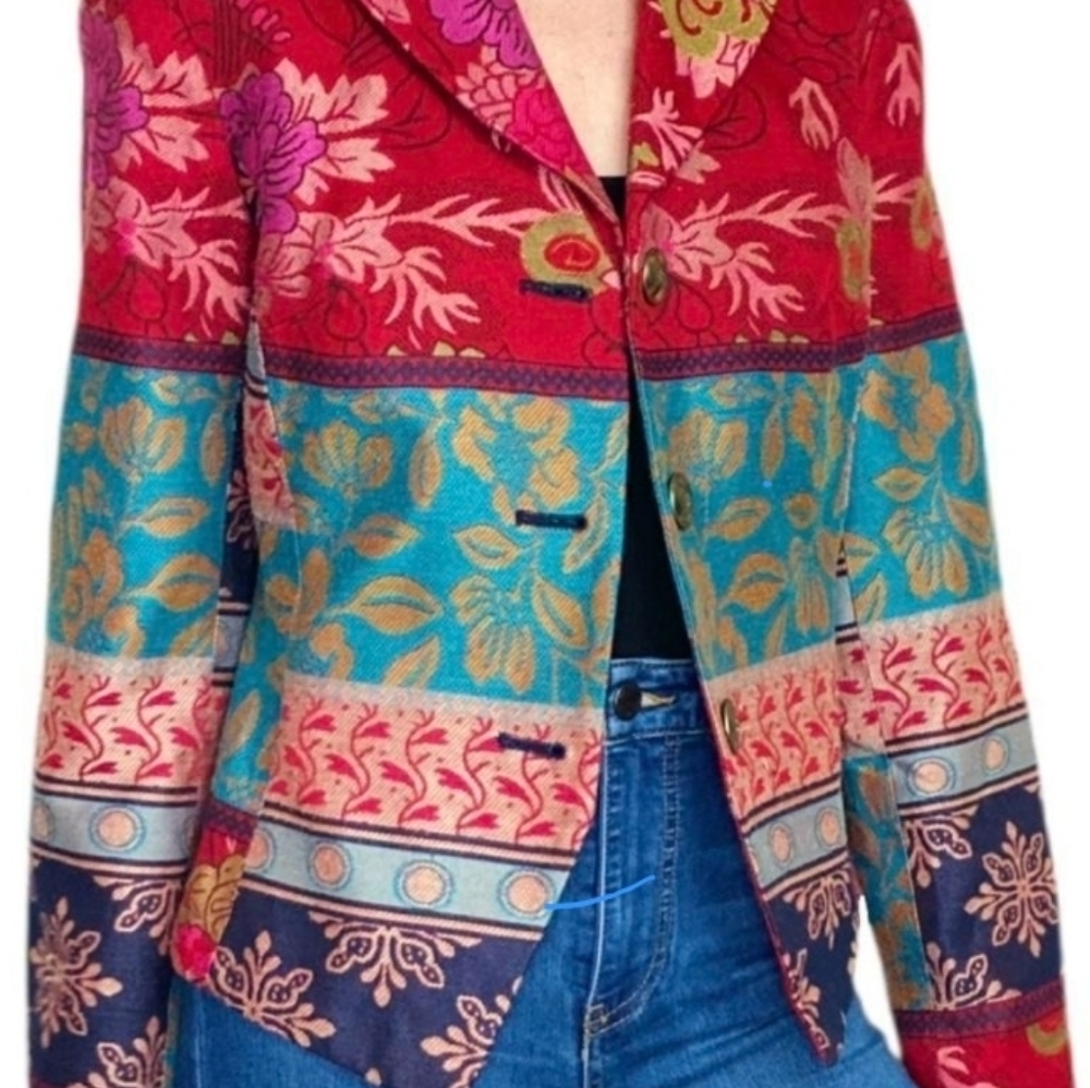 Coldwater Creek Red and Blue Floral Blazer - Picture 5 of 5